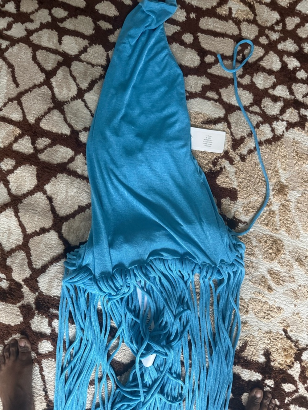 Elegant Blue Halter Dress - Picture 6 of 8